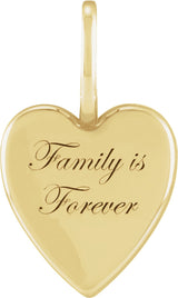 14K Gold Family is Forever Heart Pendant - Yellow Gold