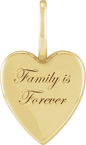 14K Gold Family is Forever Heart Pendant - Yellow Gold