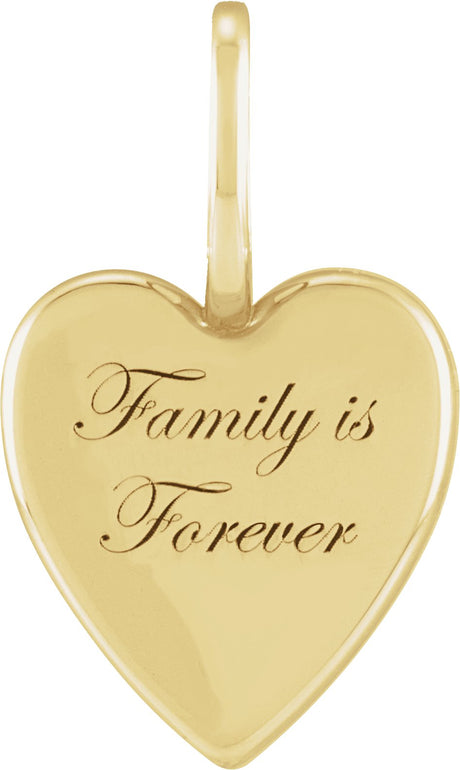 14K Gold Family is Forever Heart Pendant - Yellow Gold
