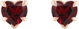14K Gold Natural Mozambique Garnet Heart 5-Prong Claw V-End Stud Earrings - Rose Gold - view 4