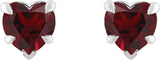 14K Gold Natural Mozambique Garnet Heart 5-Prong Claw V-End Stud Earrings - White Gold - view 4