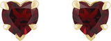 14K Gold Natural Mozambique Garnet Heart 5-Prong Claw V-End Stud Earrings - Yellow Gold - view 4