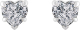 14K Gold Natural White Sapphire Heart 5-Prong Claw V-End Stud Earrings - White Gold - view 4