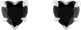 14K Gold Natural Black Onyx Heart 5-Prong Claw V-End Stud Earrings - White Gold - view 4