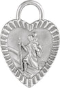 Platinum St. Christopher Heart Medal Necklace or Pendant