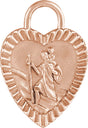 14K Gold St. Christopher Heart Medal Necklace or Pendant - Rose Gold