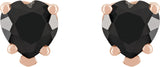 14K Gold Natural Black Onyx Heart 5-Prong V-End Stud Earrings - Rose Gold - view 4