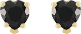 14K Gold Natural Black Onyx Heart 5-Prong V-End Stud Earrings - Yellow Gold - view 4