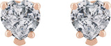 14K Gold Natural White Sapphire Heart 5-Prong V-End Stud Earrings - Rose Gold - view 4