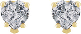 14K Gold Natural White Sapphire Heart 5-Prong V-End Stud Earrings - Yellow Gold - view 4