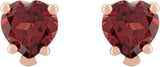 14K Gold Natural Mozambique Garnet Heart 5-Prong V-End Stud Earrings - Rose Gold - view 4