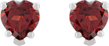 14K Gold Natural Mozambique Garnet Heart 5-Prong V-End Stud Earrings - White Gold - view 4