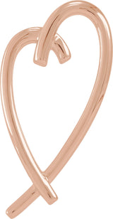 14K Gold Heart Pendant – 32.5x15.25mm - Rose Gold