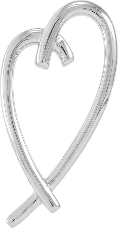 10K Gold Heart Pendant – 32.5x15.25mm - White Gold