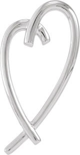 14K Gold Heart Pendant – 32.5x15.25mm - White Gold