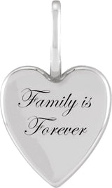 14K Gold Family is Forever Heart Pendant - White Gold
