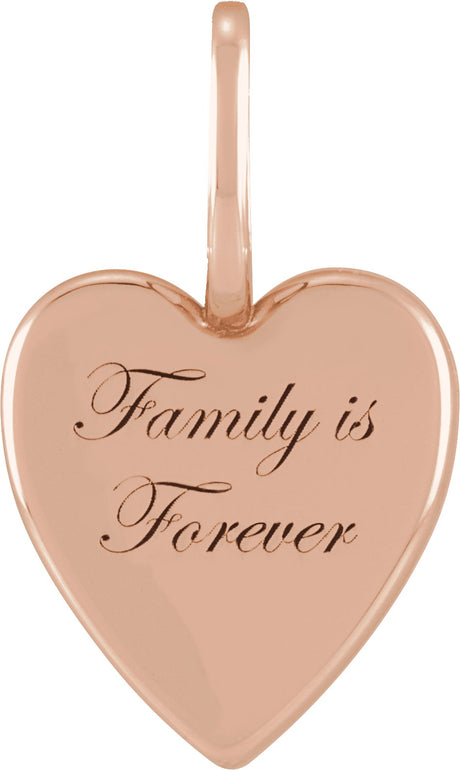 14K Gold Family is Forever Heart Pendant - Rose Gold