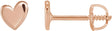 14K Gold Asymmetric Heart Earrings - Rose Gold