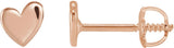 14K Gold Asymmetric Heart Earrings - Rose Gold