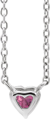 Platinum Heart Natural Pink Tourmaline Solitaire Necklace - view 6