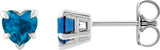 14K Gold Natural London Blue Topaz Heart 5-Prong Claw V-End Stud Earrings - White Gold - view 3