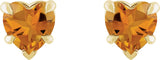 14K Gold Natural Citrine Heart 5-Prong Claw V-End Stud Earrings - Yellow Gold - view 4