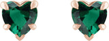 14K Gold Lab-Grown Emerald Heart 5-Prong Claw V-End Stud Earrings - Rose Gold - view 4