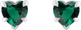 Platinum Lab-Grown Emerald Heart 5-Prong Claw V-End Stud Earrings - view 4