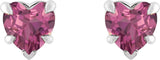 Platinum Natural Pink Tourmaline Heart 5-Prong Claw V-End Stud Earrings - view 4