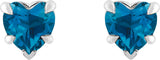 14K Gold Natural London Blue Topaz Heart 5-Prong Claw V-End Stud Earrings - White Gold - view 4
