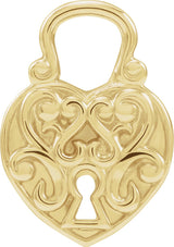 14K Gold Lock Heart Pendant - Yellow Gold - view 4