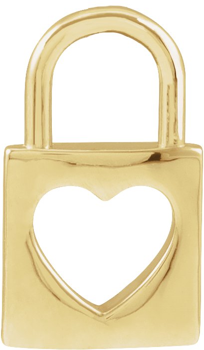 14K Gold Pierced Heart Lock Necklace or Pendant - Yellow Gold
