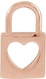 14K Gold Pierced Heart Lock Necklace or Pendant - Rose Gold