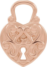 14K Gold Lock Heart Pendant - Rose Gold - view 4