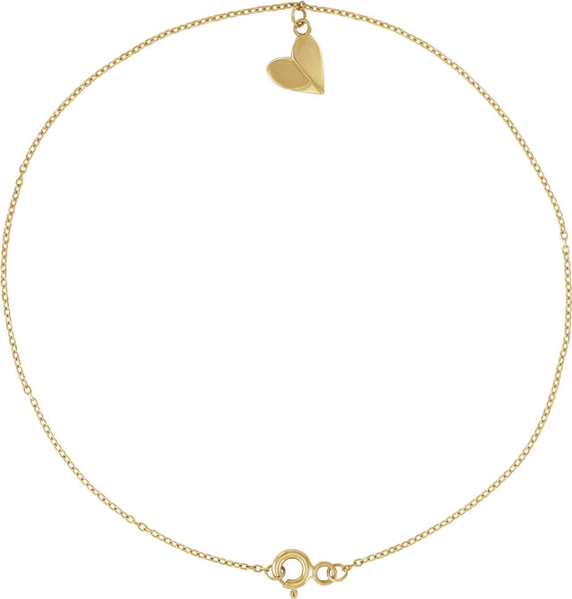 14K Gold Heart Anklet