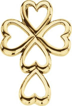 14K Gold Heart Cross Pendant – 28.75x20mm - Yellow Gold