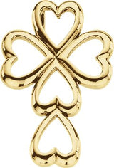 14K Gold Heart Cross Pendant – 28.75x20mm - Yellow Gold