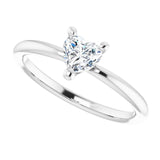 Platinum Natural White Sapphire Heart Solitaire Ring - view 10