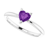 Platinum Natural Amethyst Heart Solitaire Ring - view 10