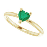 14K Gold Lab-Grown Emerald Heart Solitaire Ring - Yellow Gold - view 10
