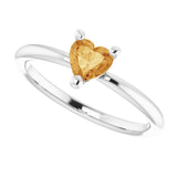 Platinum Natural Citrine Heart Solitaire Ring - view 10