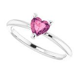 Platinum Natural Pink Tourmaline Heart Solitaire Ring - view 10