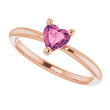14K Gold Natural Pink Tourmaline Heart Solitaire Ring - Rose Gold - view 10