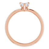 14K Gold Natural White Sapphire Heart Solitaire Ring - Rose Gold - view 7