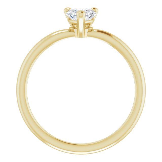 14K Gold Natural White Sapphire Heart Solitaire Ring - Yellow Gold - view 7