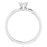 14K Gold Natural White Sapphire Heart Solitaire Ring - White Gold - view 7