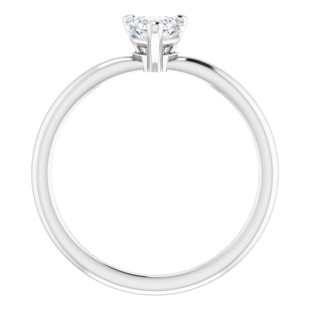 Platinum Natural White Sapphire Heart Solitaire Ring - view 7