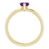 14K Gold Natural Amethyst Heart Solitaire Ring - Yellow Gold - view 7