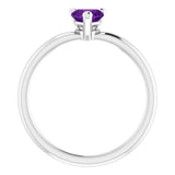 14K Gold Natural Amethyst Heart Solitaire Ring - White Gold - view 7