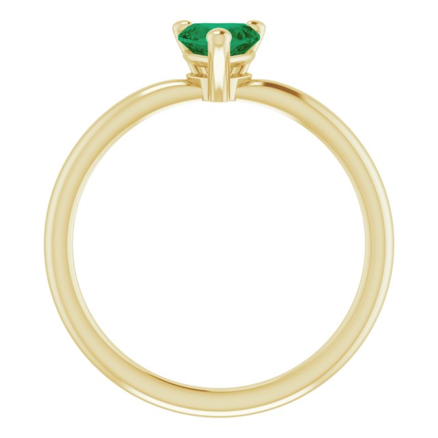 14K Gold Lab-Grown Emerald Heart Solitaire Ring - Yellow Gold - view 7